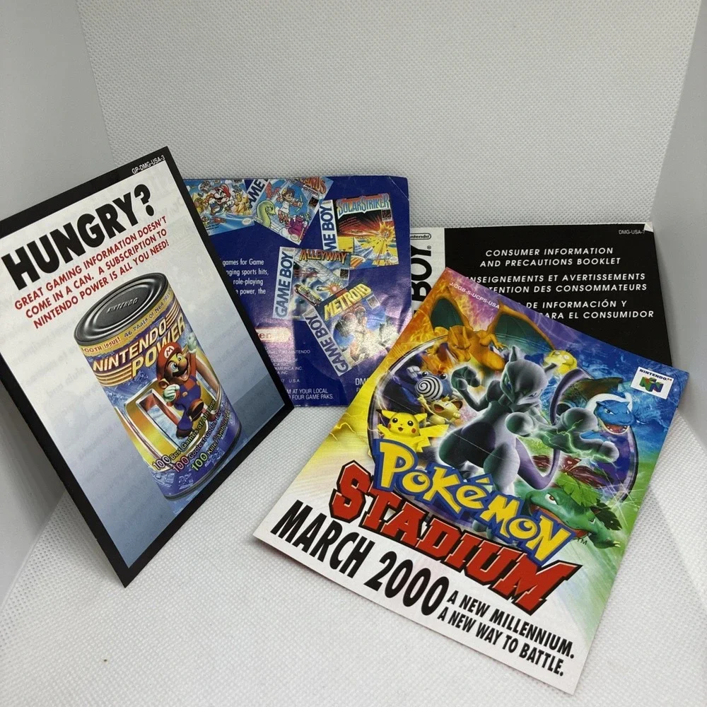 Pokemon Stadium N64 Blue Nintendo Gameboy Insert March 2000 Poster + INSERTS!